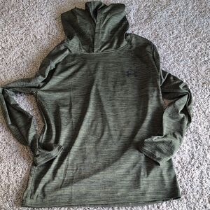 Under Armour Olive Heather Performance Hooded Long Sleeve Boys Large